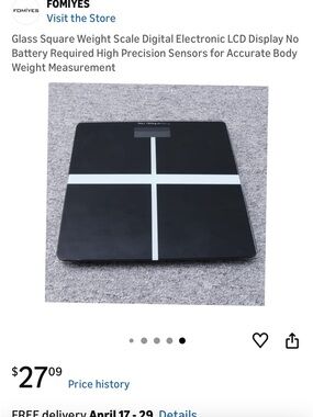 FOMIYES Black Tempered Glass Bathroom Scale with White Cross Accent